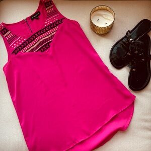 Express Fuchsia Tank Top with Black Patterns